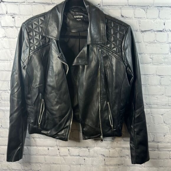 🖤✨ Bebe Leather Moto Jacket - Size Large - - Picture 1 of 7